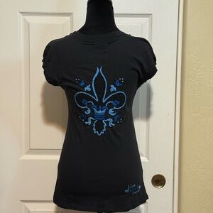 Vintage Y2K Black and Blue Tee